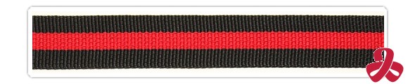 webbing sample - black with a red stripe